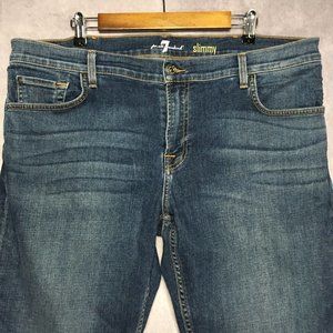 7FAM Mens Slimmy Fit Blue Jeans size 40x34 Stretch Denim Pants